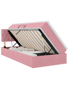 Letto con Contenitore con materasso Rosa 90 x 190 cm Velluto 2