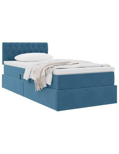 Letto con Contenitore Blu Scuro 90 x 200 cm Velluto