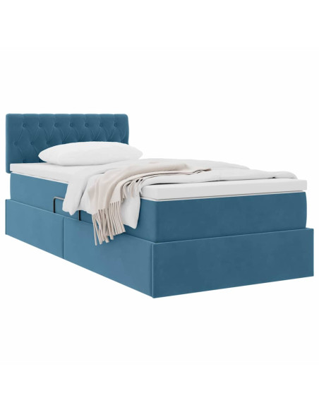 Letto con Contenitore Blu Scuro 90 x 200 cm Velluto