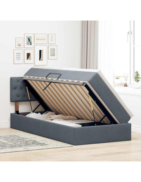 Letto con Contenitore Grigio scuro 100 x 200 cm Velluto