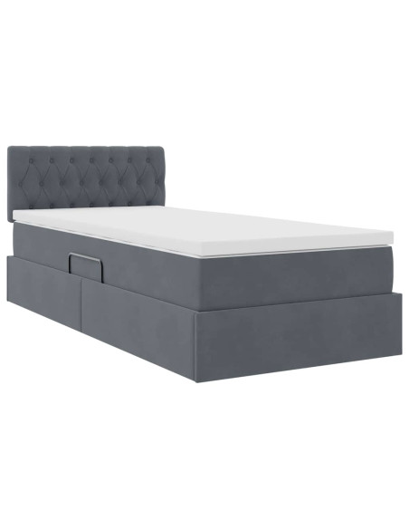 Letto con Contenitore Grigio scuro 100 x 200 cm Velluto
