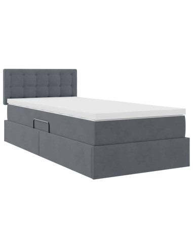 Letto con Contenitore Grigio scuro 90 x 190 cm Velluto