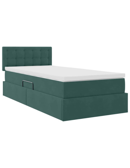 Letto con Contenitore Verde Scuro 90 x 190 cm Velluto