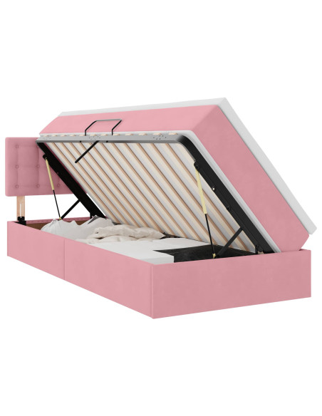 Letto con Contenitore con materasso Rosa 90 x 190 cm Velluto