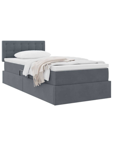 Letto con Contenitore Grigio scuro 100 x 200 cm Velluto