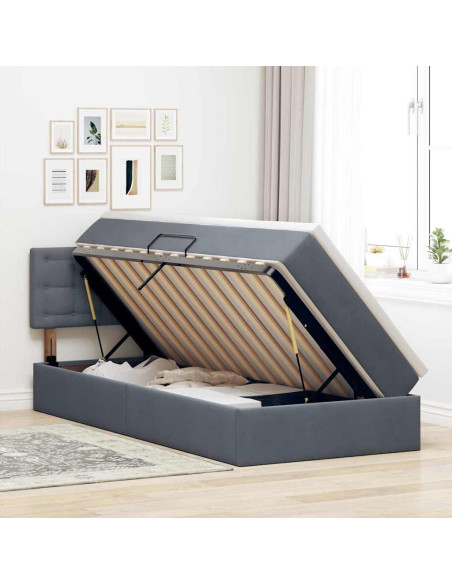Letto con Contenitore Grigio scuro 100 x 200 cm Velluto