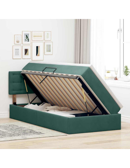 Letto con Contenitore Verde Scuro 100 x 200 cm Velluto