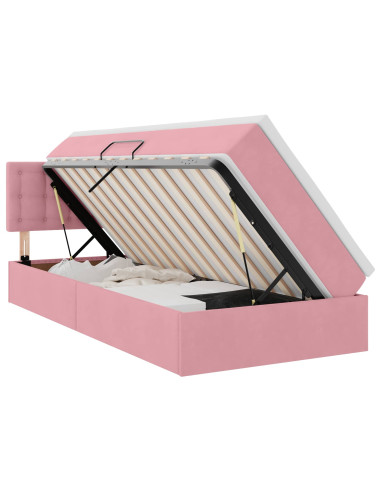 Letto con Contenitore con materasso Rosa 100 x 200 cm Velluto