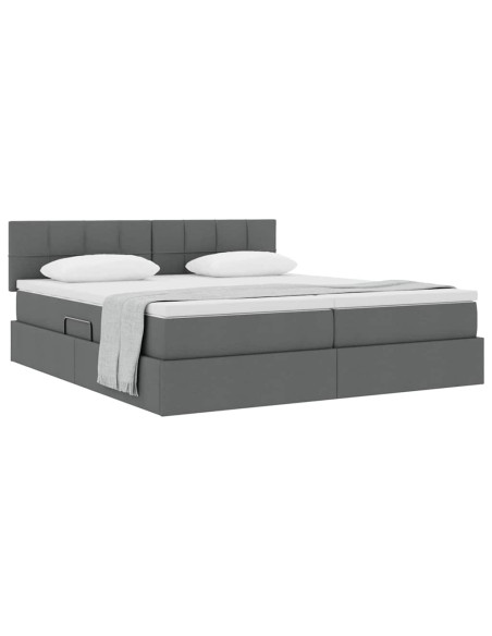 Letto con Contenitore Grigio scuro 200 x 200 cm Pelle Sintetica