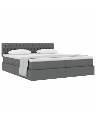 Letto con Contenitore Grigio scuro 200 x 200 cm Pelle Sintetica