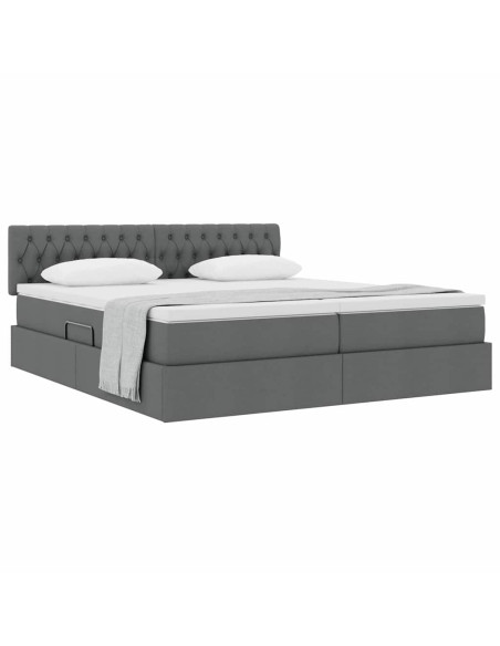Letto con Contenitore Grigio scuro 200 x 200 cm Pelle Sintetica