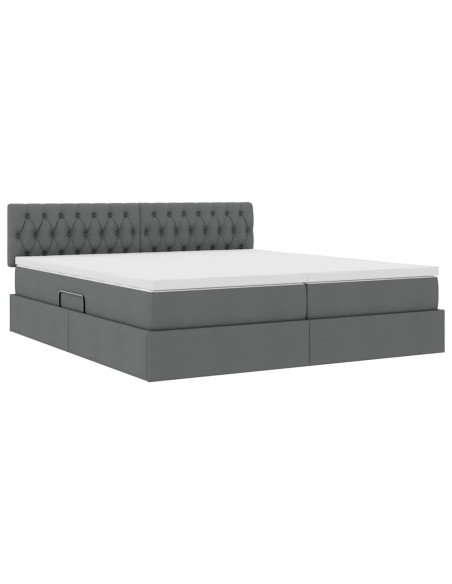 Letto con Contenitore Grigio scuro 200 x 200 cm Pelle Sintetica