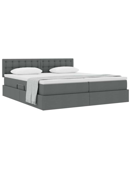 Letto con Contenitore Grigio scuro 200 x 200 cm Pelle Sintetica