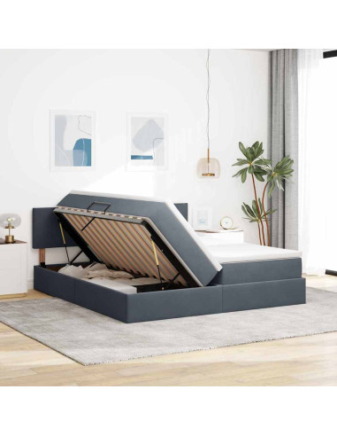 Letto con Contenitore con materasso Grigio scuro 100 x 200 cm