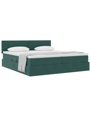 Letto con Contenitore con materasso Verde Scuro 100 x 200 cm