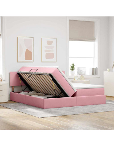 Letto con Contenitore con materasso Rosa 100 x 200 cm