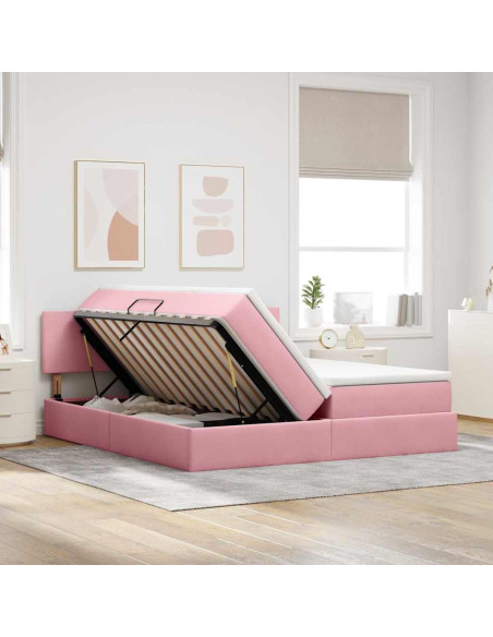 Letto con Contenitore con materasso Rosa 100 x 200 cm