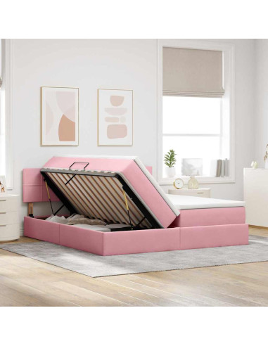 Letto con Contenitore con materasso Rosa 90 x 200 cm