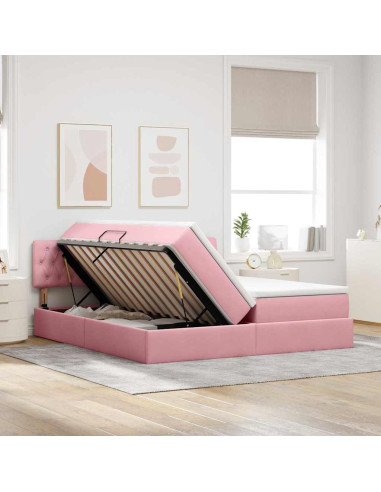 Letto con Contenitore con materasso Rosa 90 x 200 cm