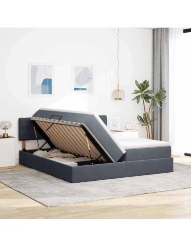 Letto con Contenitore con materasso Grigio scuro 100 x 200 cm