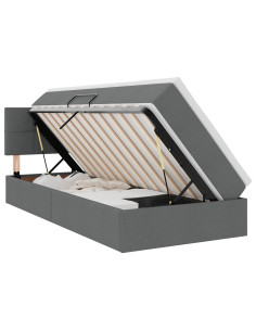 Letto con contenitore e LED Grigio scuro 100 x 200 cm Tessuto 2