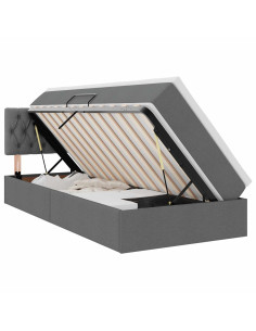 Letto con contenitore e LED Grigio scuro 100 x 200 cm Tessuto 2