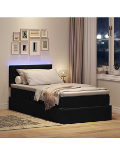 Letto con contenitore e LED con led Nero 90 x 190 cm Velluto 2