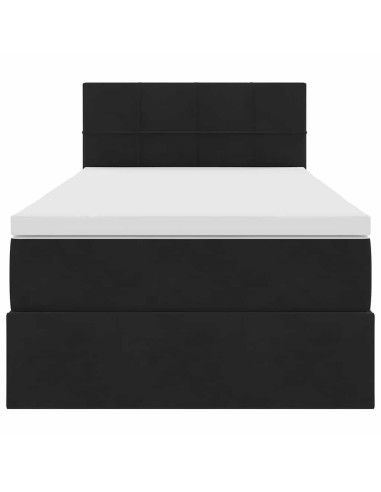Letto con contenitore e LED con led Nero 90 x 190 cm Velluto