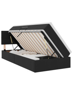 Letto con contenitore e LED con led Nero 100 x 200 cm Velluto 2