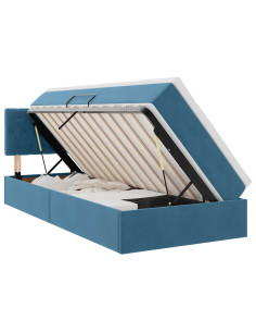 Letto con contenitore e LED Blu Scuro 90 x 200 cm Velluto 2