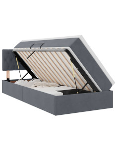 Letto con contenitore e LED Grigio scuro 100 x 200 cm Velluto 2
