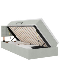 Letto con contenitore e LED Grigio chiaro 90 x 190 cm Velluto 2