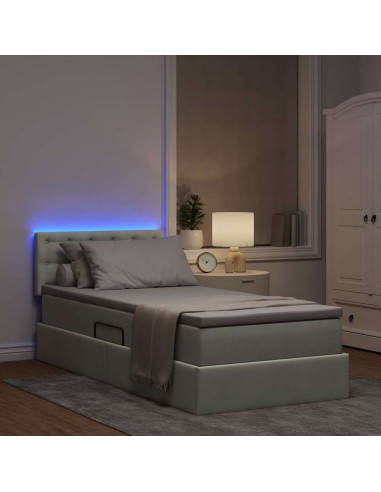 Letto con contenitore e LED Grigio chiaro 90 x 190 cm Velluto