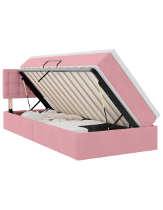 Letto con contenitore e LED con led Rosa 90 x 190 cm Velluto 2