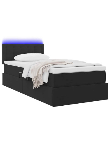 Letto con contenitore e LED con led Nero 100 x 200 cm Velluto