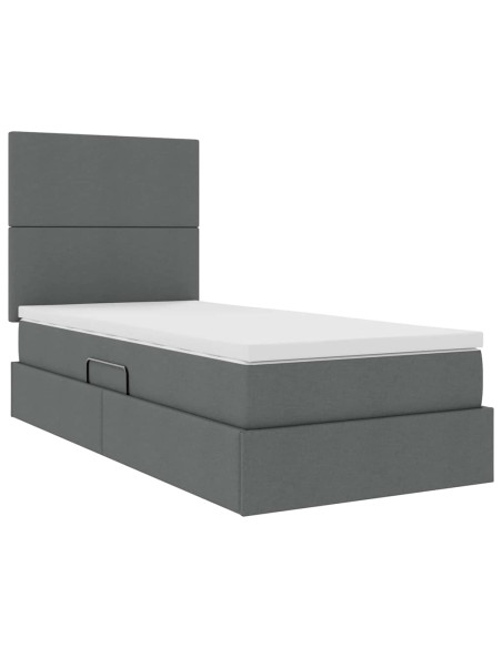 Letto con contenitore e materasso Grigio scuro 90 x 190 cm