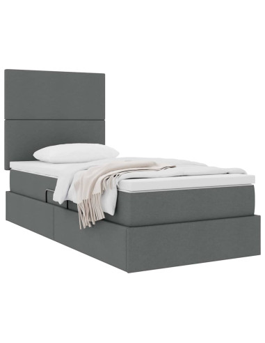 Letto con contenitore e materasso Grigio scuro 100 x 200 cm
