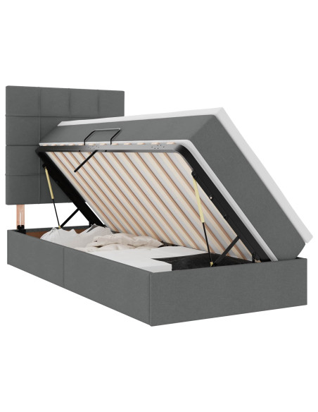 Letto con contenitore e materasso Grigio scuro 90 x 190 cm