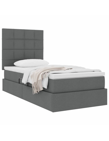 Letto con contenitore e materasso Grigio scuro 90 x 190 cm