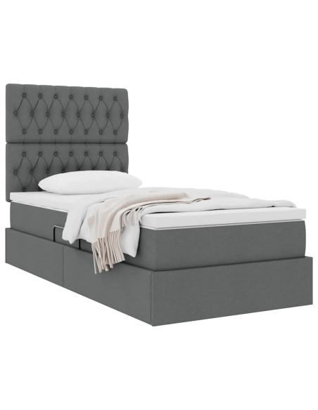 Letto con contenitore e materasso Grigio scuro 90 x 190 cm
