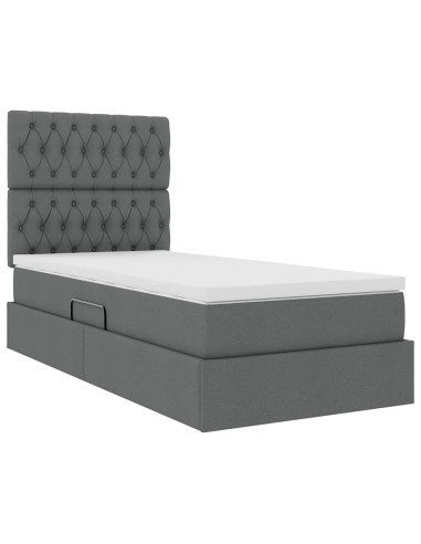 Letto con contenitore e materasso Grigio scuro 90 x 190 cm