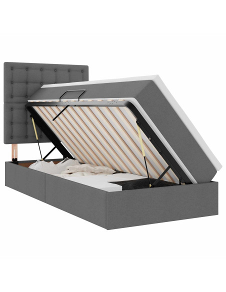 Letto con contenitore e materasso Grigio scuro 90 x 190 cm