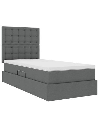 Letto con contenitore e materasso Grigio scuro 90 x 190 cm