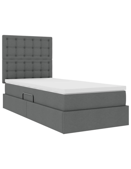 Letto con contenitore e materasso Grigio scuro 100 x 200 cm