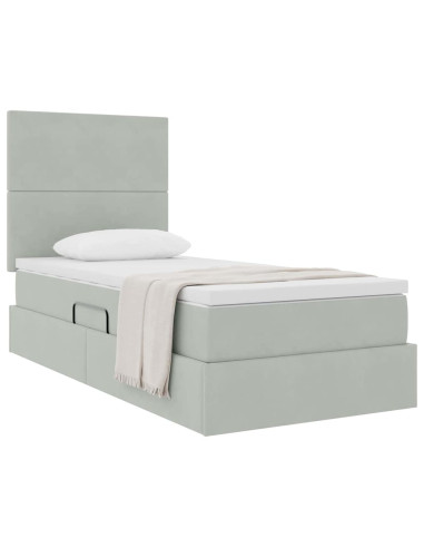Letto con contenitore e materasso Grigio chiaro 90 x 190 cm