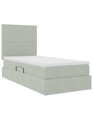Letto con contenitore e materasso Grigio chiaro 90 x 190 cm