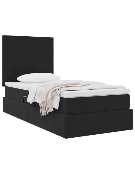 Letto con contenitore e materasso Nero 90 x 190 cm Velluto