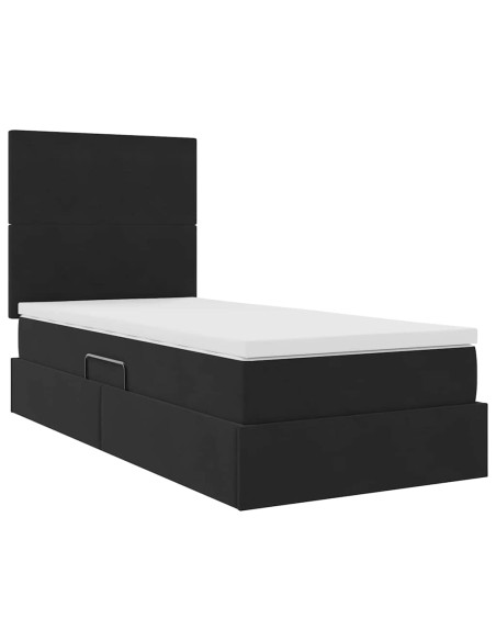 Letto con contenitore e materasso Nero 90 x 190 cm Velluto