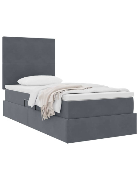 Letto con contenitore e materasso Grigio scuro 100 x 200 cm