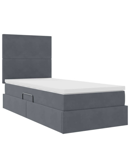 Letto con contenitore e materasso Grigio scuro 100 x 200 cm